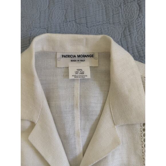Vintage Patricia Morange White Linen 90s Y2K Cropped Blouse Shirt Sz XS S Italy - Picture 2 of 6